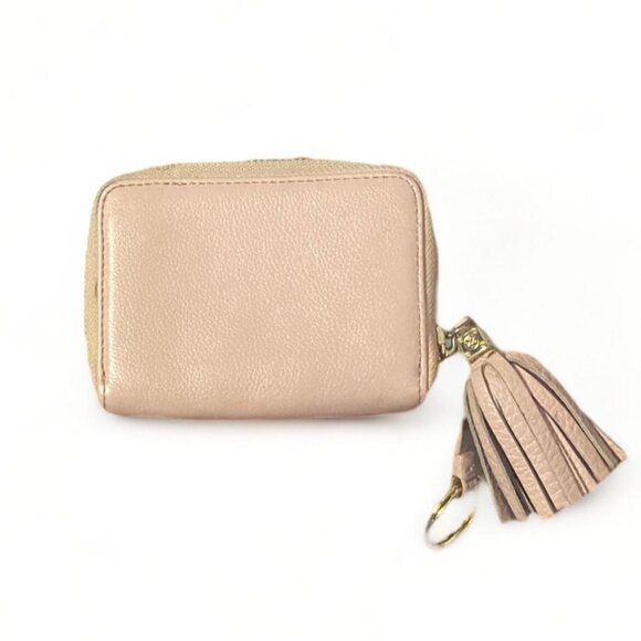 TORY BURCH - BLUSH PINK LEATHER WRISTLET KEY COIN POURSE - WITH TASSLE - Picture 3 of 3